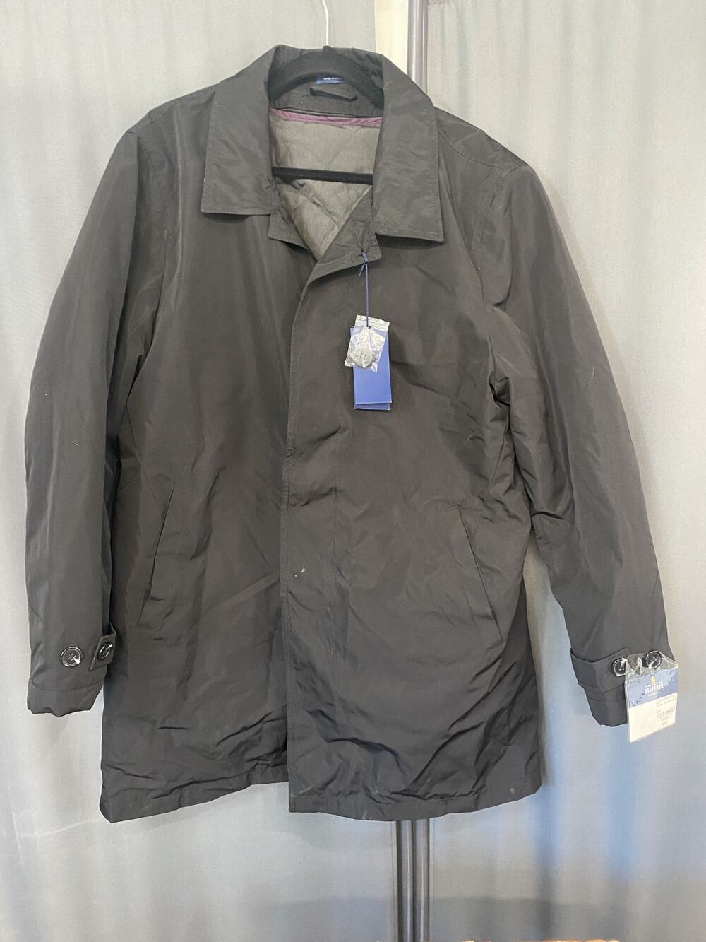 Stafford Tailored Culture Mac Coat Mens 46 Black Classic Fit Long Sleeve Pockets